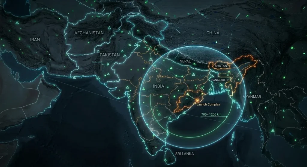 Agni-I missile range map South Asia